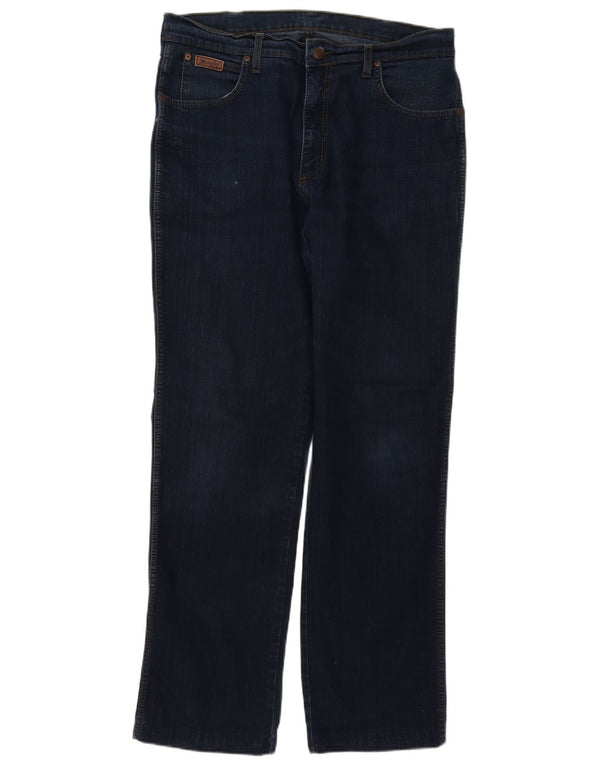 Wrangler Mens Texas Stretch Straight Jeans W36 L34 Navy Blue Cotton