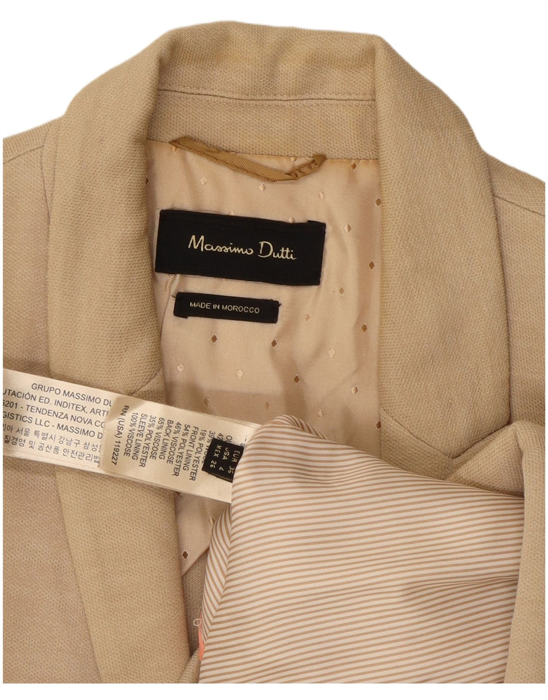 MASSIMO DUTTI Dame 1-knaps blazerjakke EU 36 XS Beige Viscose