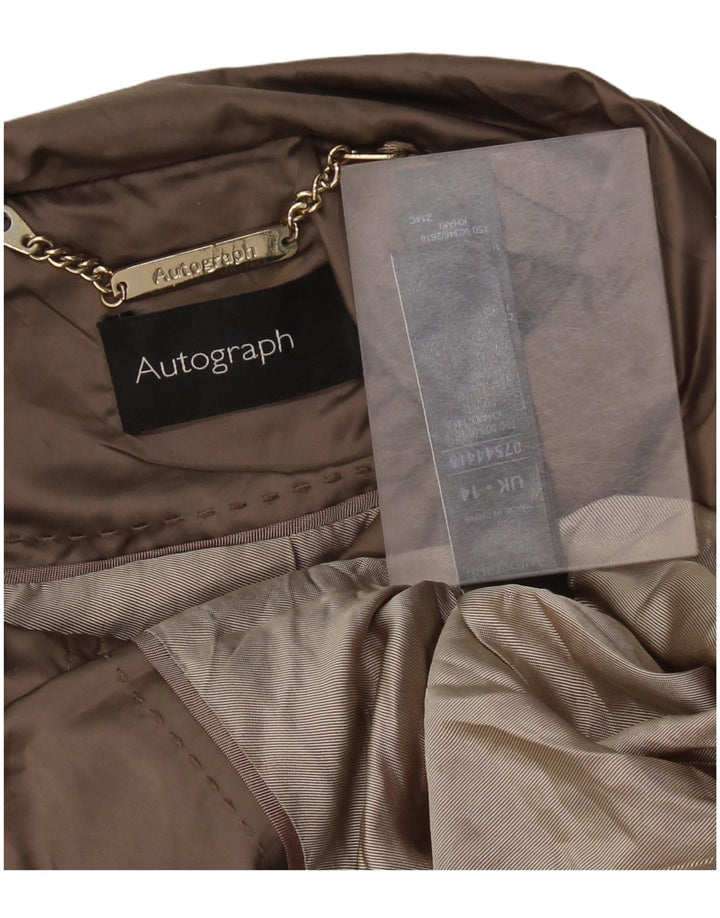 Marks & Spencer Womens Autograph Parka Jacket UK 14 Medium Khaki Polyester