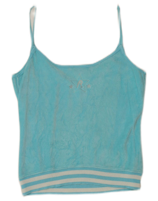 Replay Dame Harlem Crop Grafisk Vest Top UK 10 Small Turquoise Sports