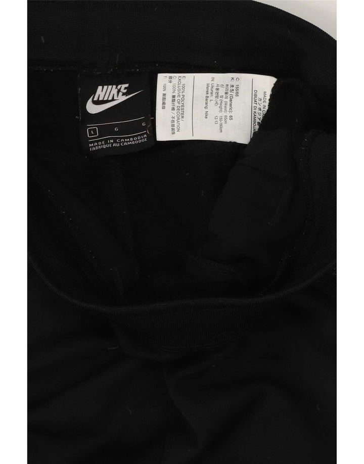 Nike Womens Graphic Tracksuit Trousers Joggers UK 14 Large Black Polyester