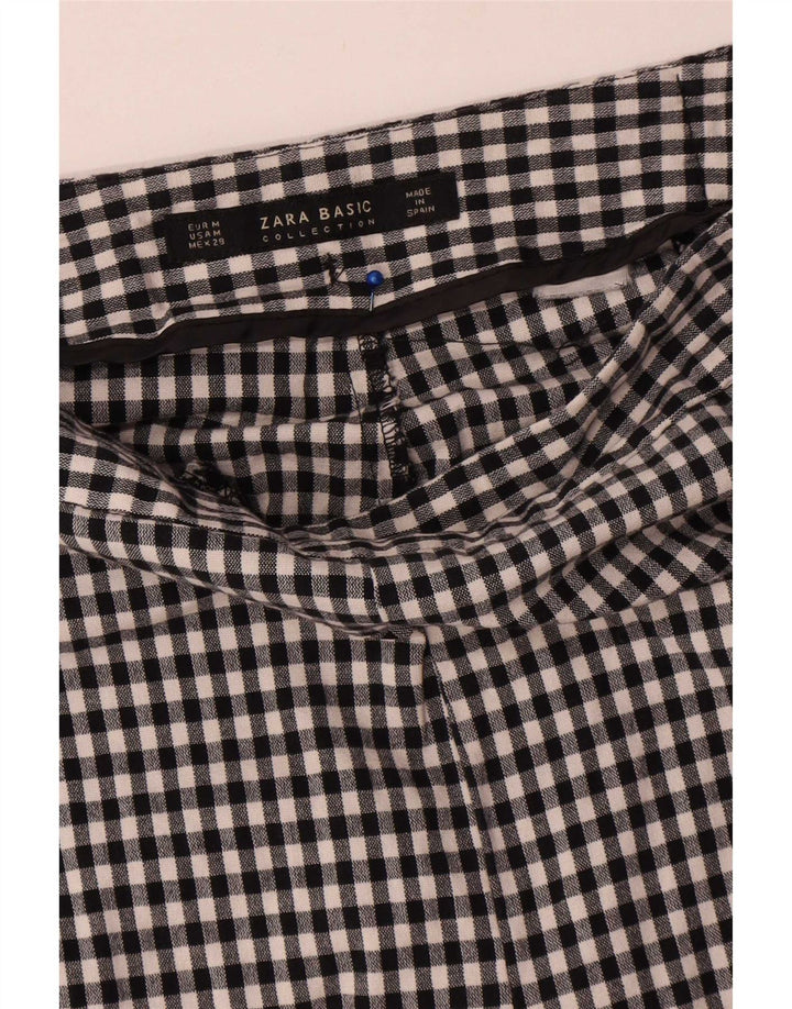 Zara Womens Slim Chino Trousers Medium W28 L28 Black Gingham
