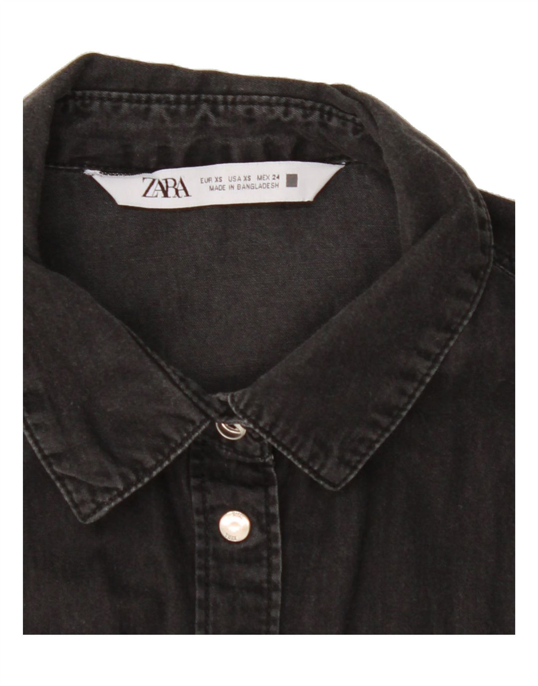 ZARA Womens Denim Shirt UK 6 XS Grey Vintage Zara and Second-Hand Zara from Messina Hembry 