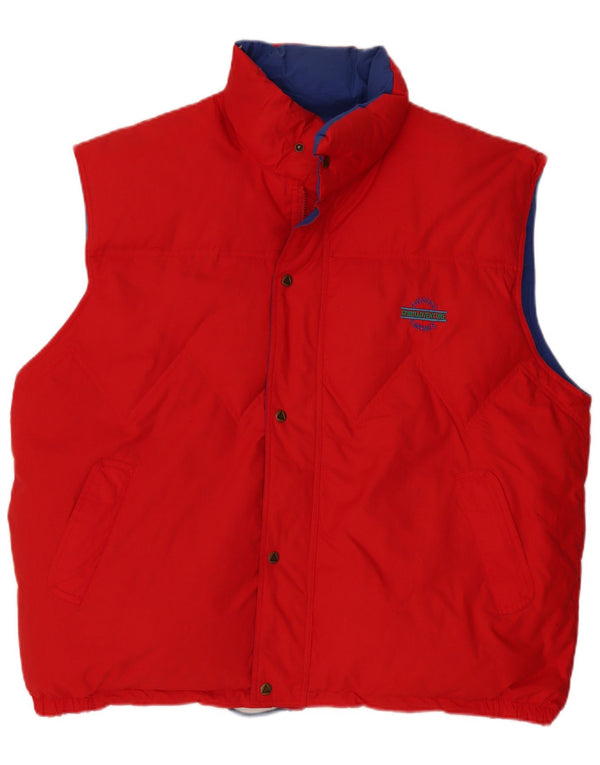 VINTAGE Mens Reversible Padded Gilet UK 42 XL Red Cotton