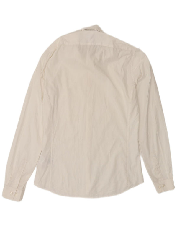 Calvin Klein Mens Slim Fit Shirt Size 38 15 Medium White Cotton