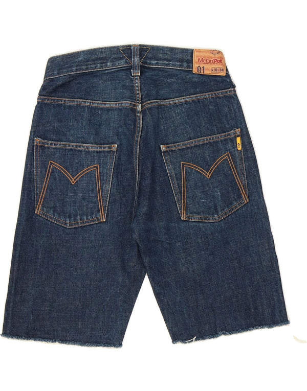 MELTIN' POT Womens Bermuda Denim Shorts W30 Medium Blue Cotton