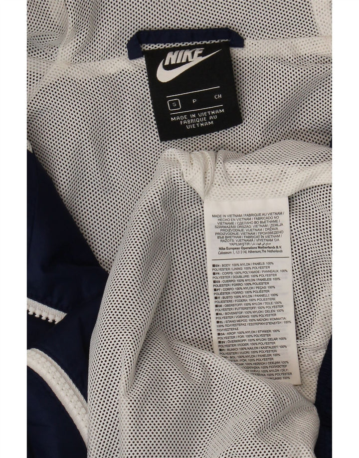 Nike Mens Hooded Tracksuit Top Jacket Small Navy Blue Colourblock Nylon