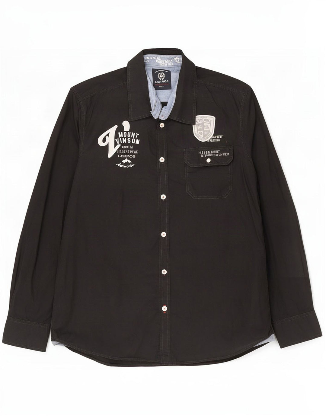 Lerros Mens Graphic Shirt Large Black Cotton