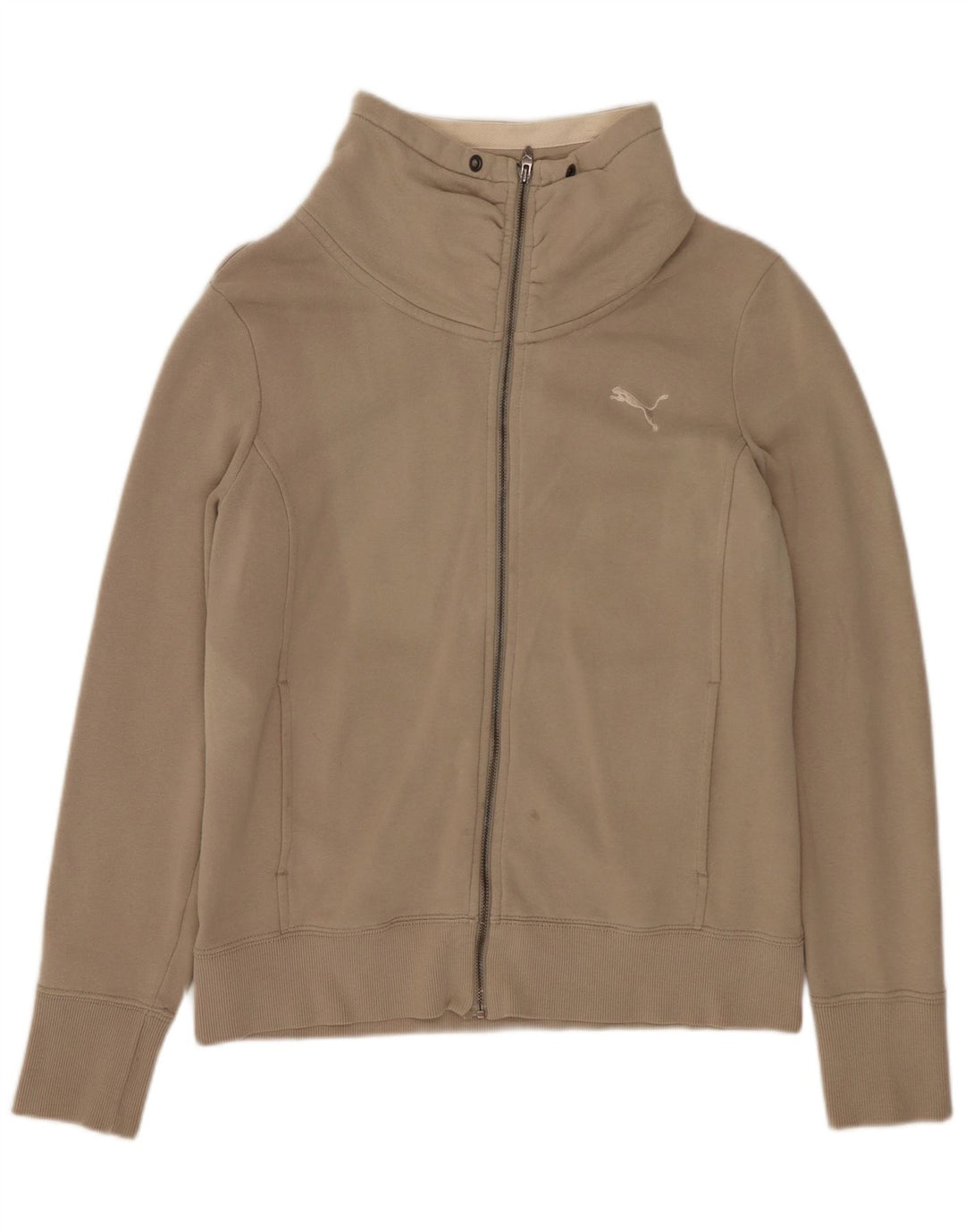 PUMA Womens Tracksuit Top Jacket UK 14 Medium Beige Cotton