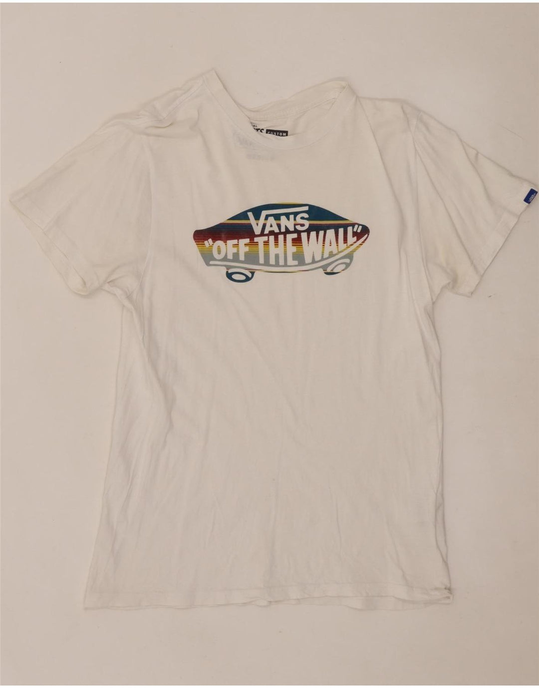 VANS Mens Custom Fit Graphic T-Shirt Top Medium White Cotton
