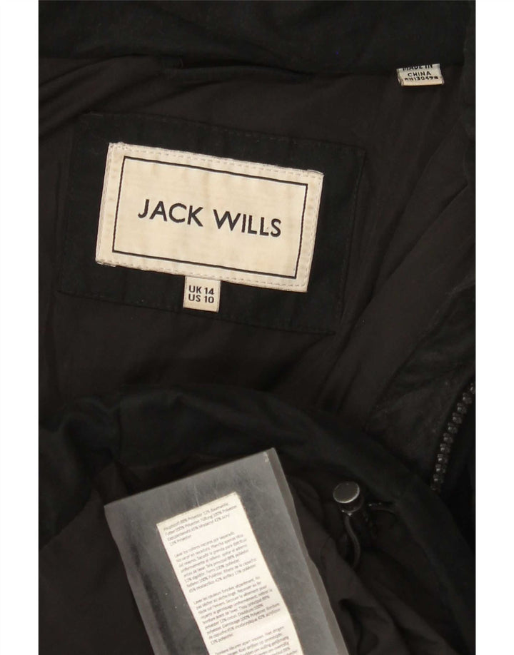 Giacca imbottita con cappuccio da donna Jack Wills UK 14 grande poliestere nero