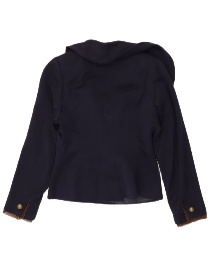 Vintage Dame 2 Button Blazer Jacket UK 10 Small Navy Blue