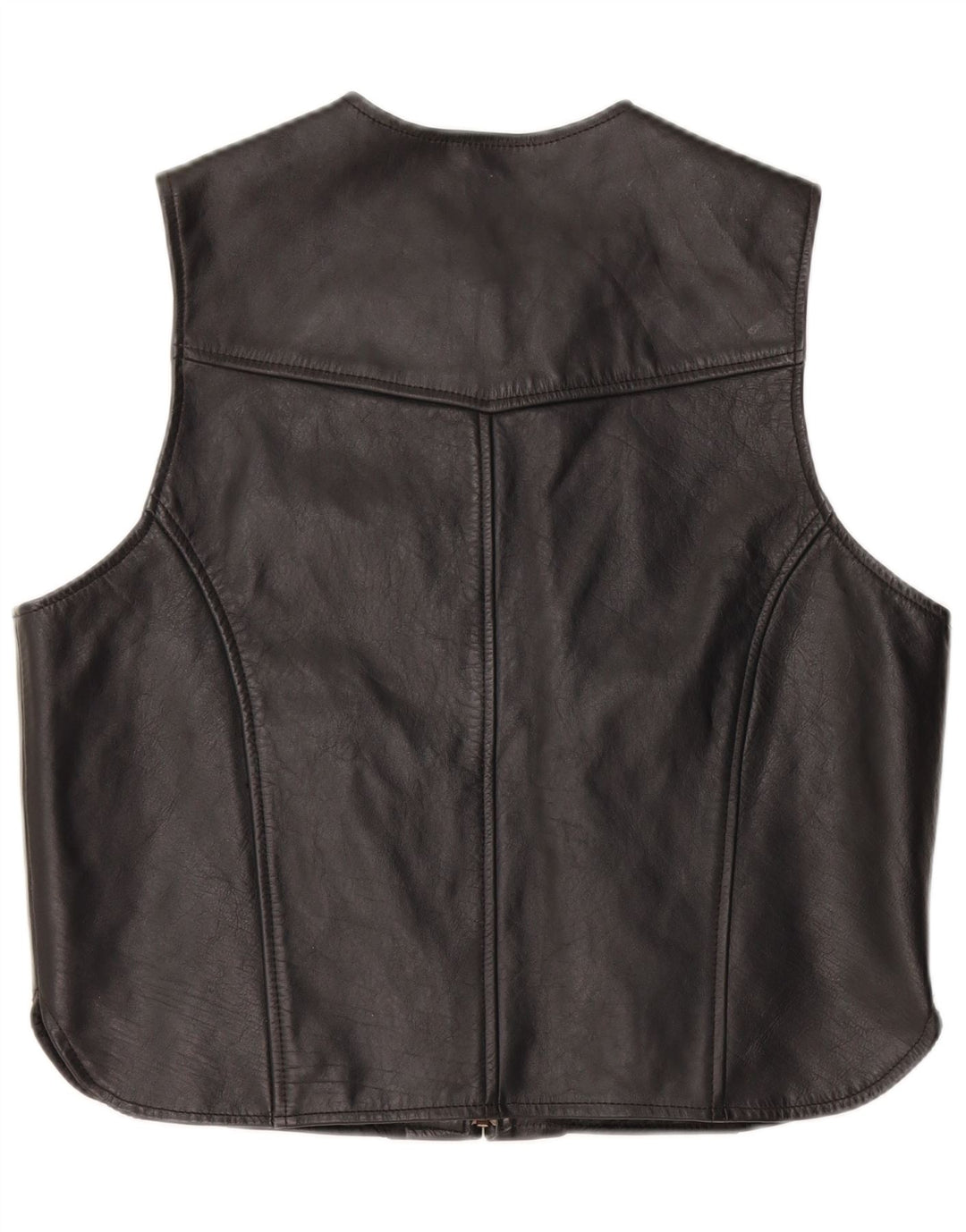 A-Pro Womens Leather Waistcoat UK 18 XL Black Leather