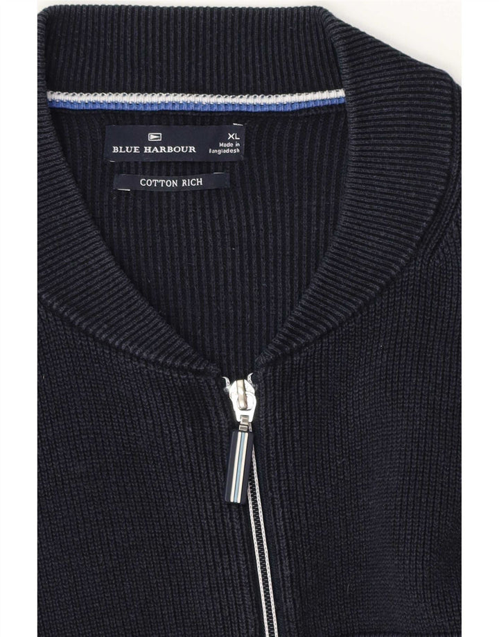 Blue Harbour Mens Cardigan Sweater XL Navy Cotton