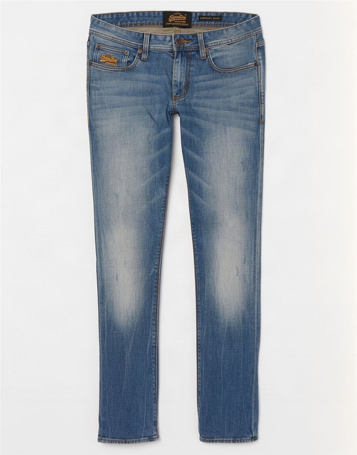 Superdry Herren Corporal Distressed Slim Jeans W31 L32 Blaue Baumwolle