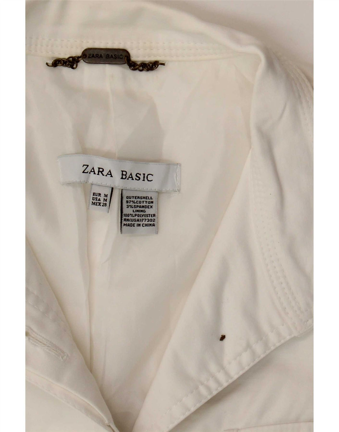Zara Womens Utility Blazer Veste UK 12 Moyen Blanc Coton