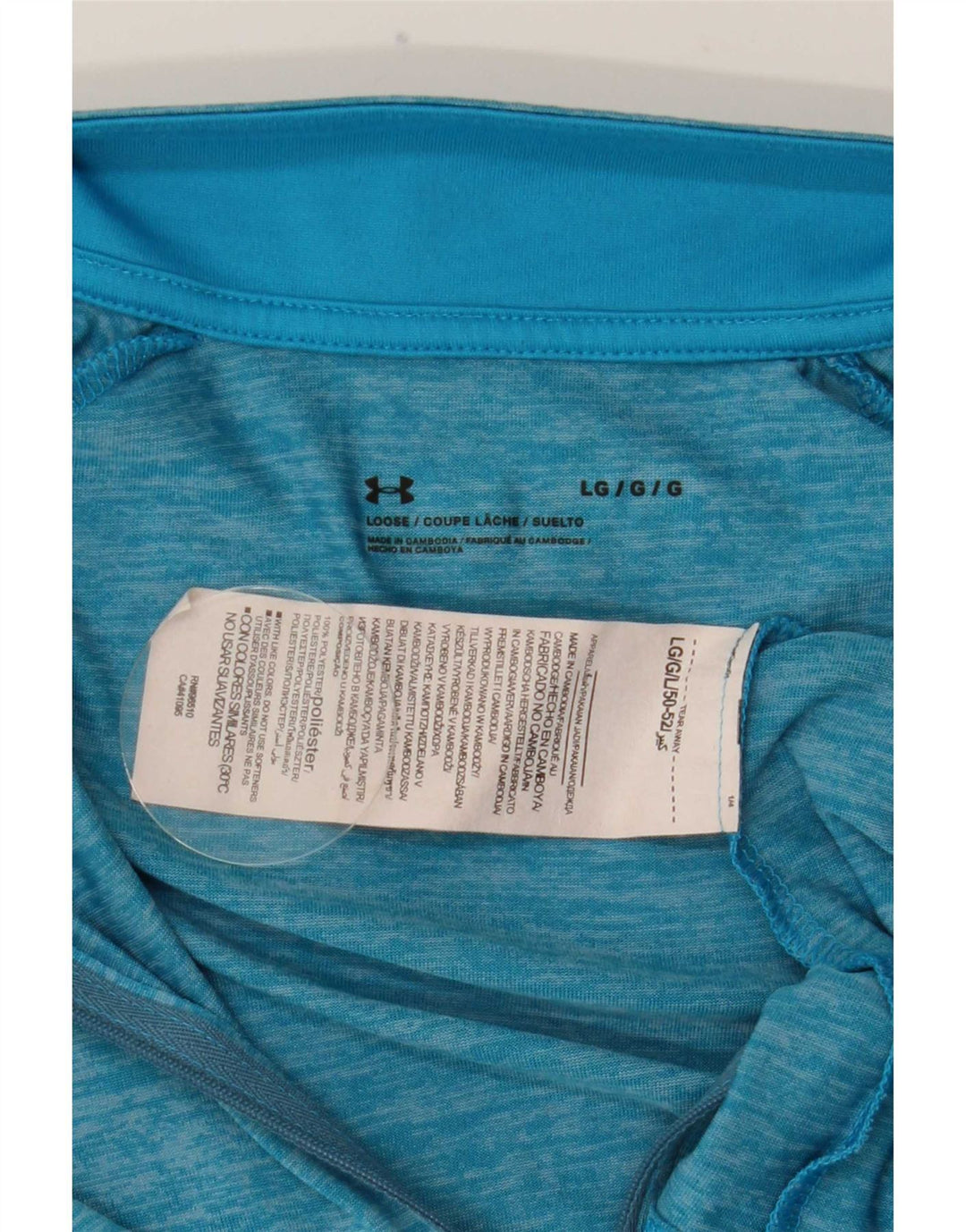 Under Armour Mens Zip Neck Top Long Sleeve Large Blue Flecked Polyester