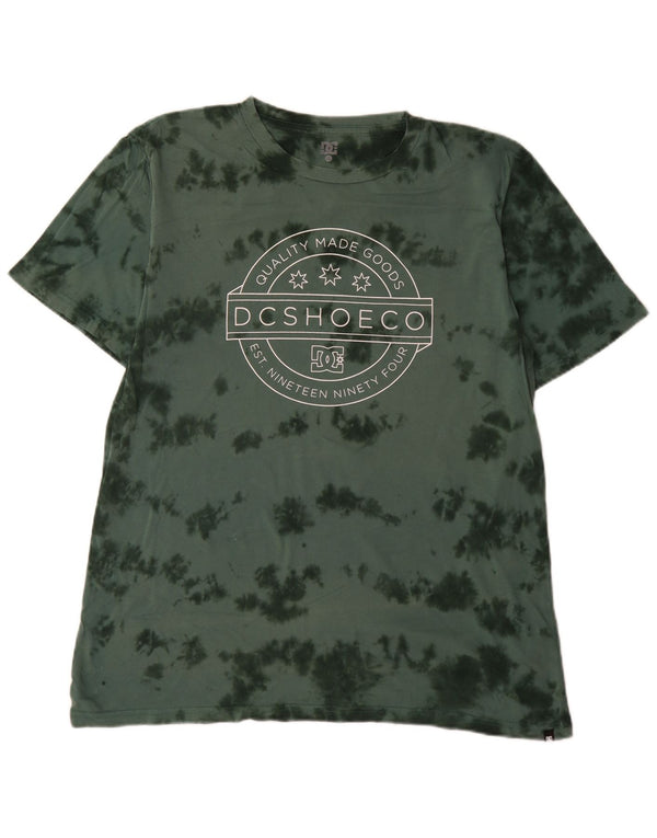 DC Mens Graphic T-Shirt Top XL Green Tie Dye Cotton