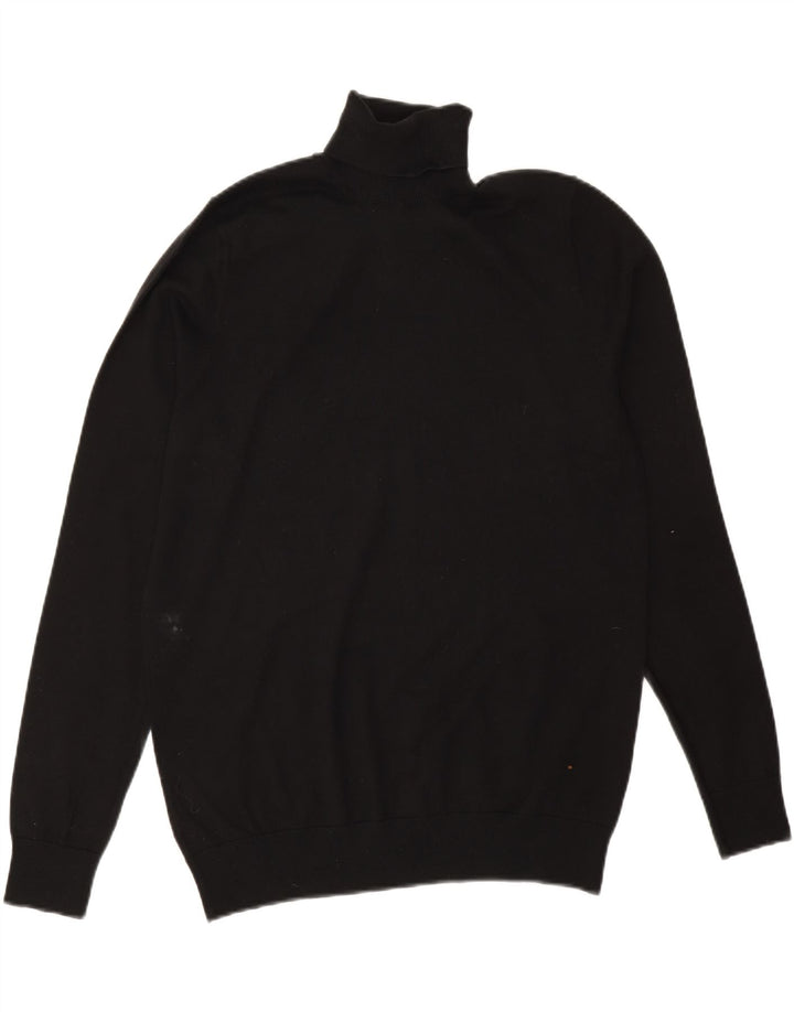 Marks & Spencer Womens Roll Neck Jumper Sweater UK 14 Medium Black Cotton