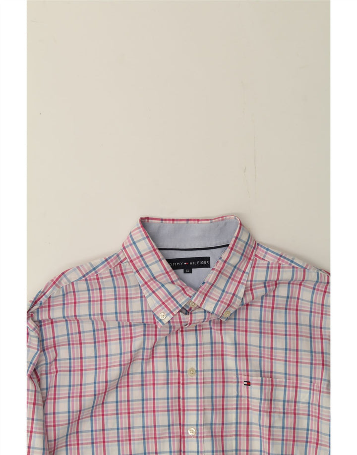 TOMMY HILFIGER Mens Shirt XL Pink Check Cotton Vintage Tommy Hilfiger and Second-Hand Tommy Hilfiger from Messina Hembry 
