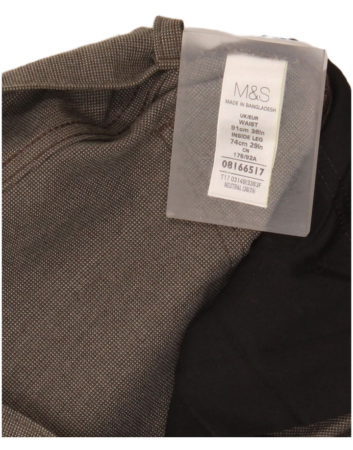 Marks & Spencer Mens Slim Fit Casual Trousers W36 L29 Brown Polyester