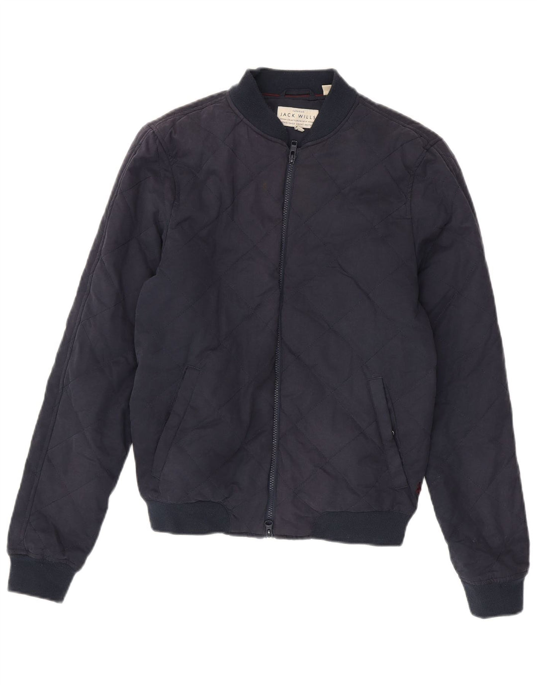 JACK WILLS Mens Bomber Jacket UK 36 Small Navy Blue Cotton