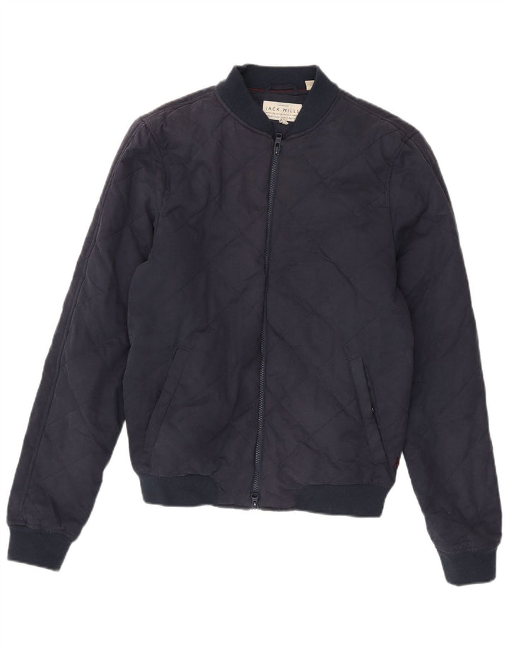 JACK WILLS Mens Bomber Jacket UK 36 Small Navy Blue Cotton