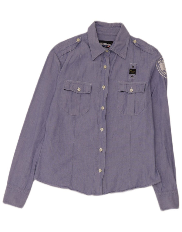 Blauer Womens Graphic Military Shirt UK 16 Large Blue