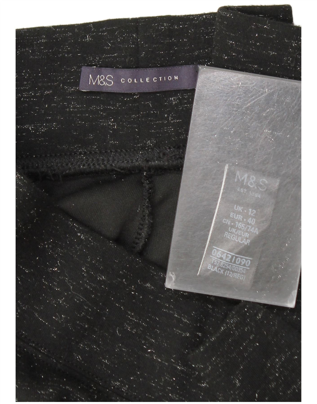Marks & Spencer Womens Leggings UK 12 Medium W28 L27 Black Flecked