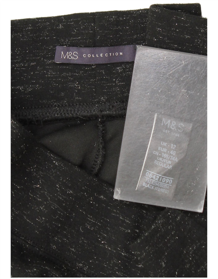 Marks & Spencer Womens Leggings UK 12 Medium W28 L27 Black Flecked