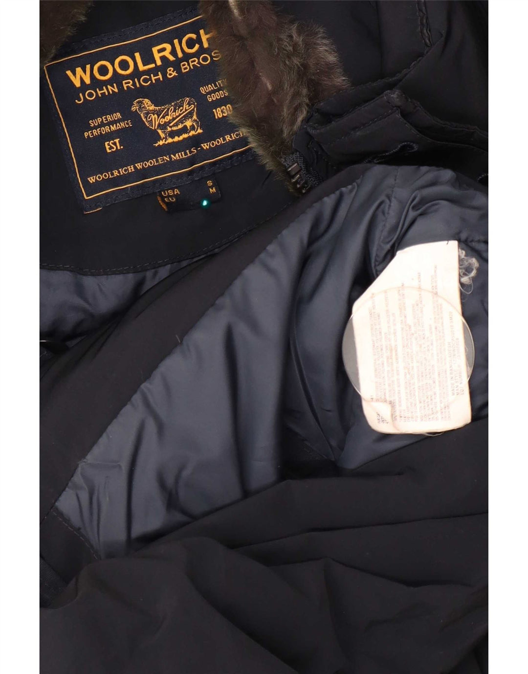 Casaco acolchoado masculino Woolrich UK 38 poliéster azul marinho médio