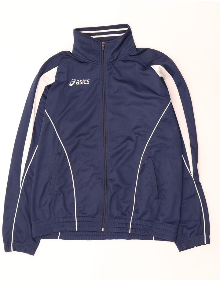 Męska bluza dresowa Asics, duża, granatowa, poliestrowa z blokami kolorów