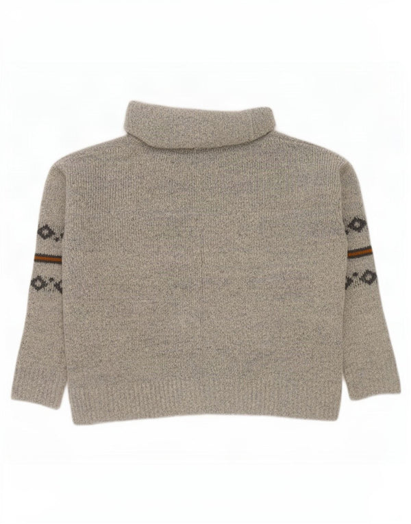 Maglione maglione collo alto da donna Weird Fish UK 14 Large Grey Fair Isle