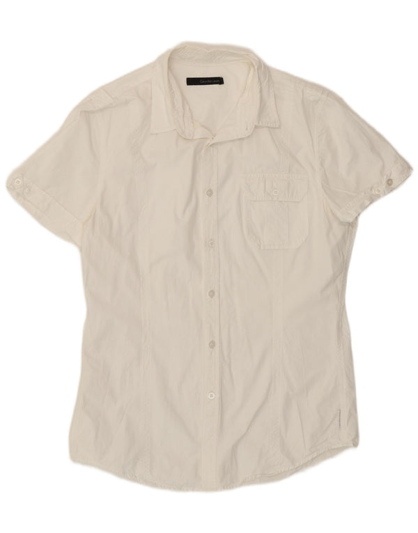 Camicia a maniche corte da uomo Calvin Klein Jeans Large bianca