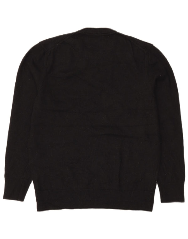 Zara Mens Crew Neck Jumper Sweater Medium Black Wool