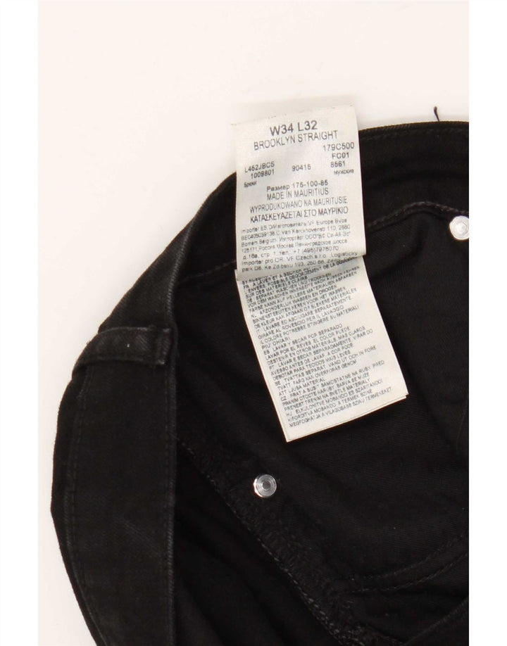 Lee Mens Brooklyn Straight Jeans W34 L32 Black Cotton