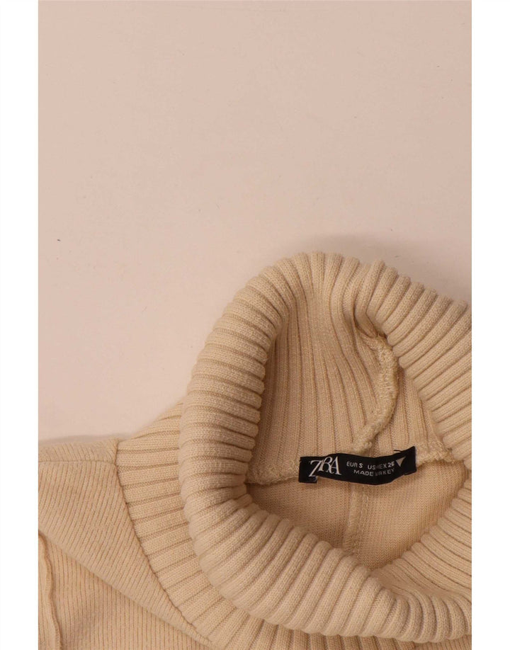 Zara Womens Vest Tank Top UK 10 Small Beige Polyester