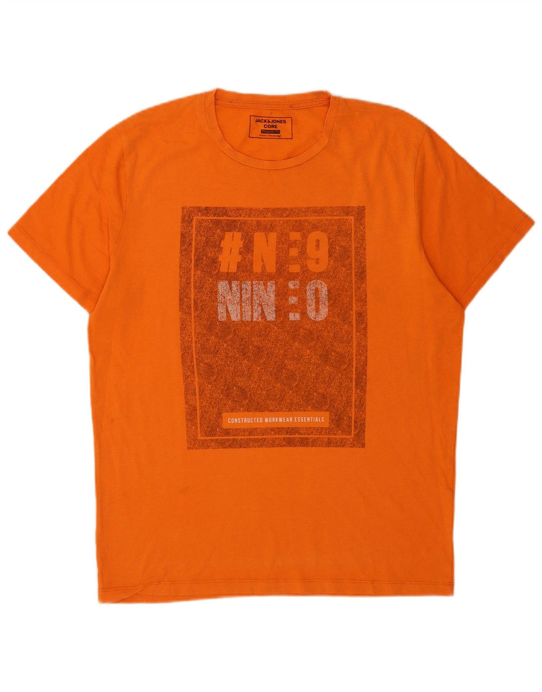 Jack & Jones Herre Regular Fit Grafisk T-Shirt Top Stor Orange