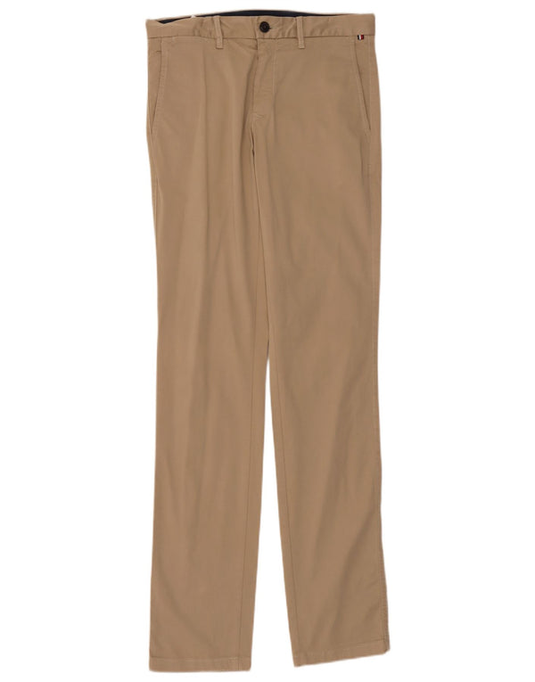Tommy Hilfiger Mens Slim Chino Trousers W30 L34 Beige Cotton