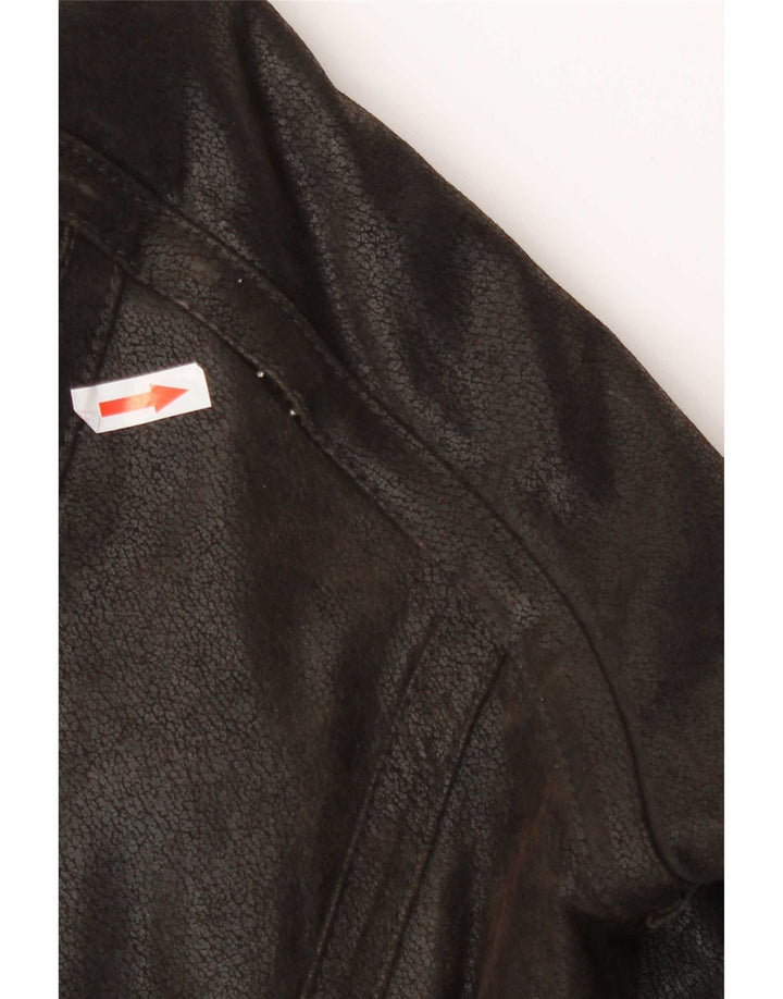 Vintage Mens Sherpa Leather Jacket UK 38 Medium Brown Colourblock