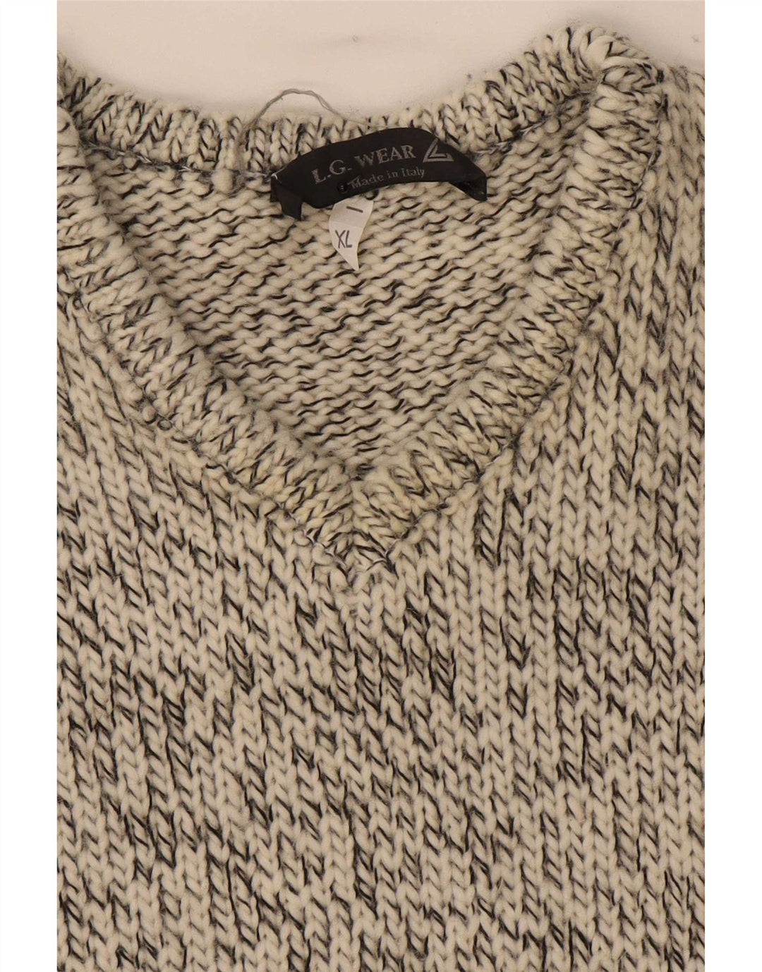 Vintage Mens V-Neck Jumper Sweater XL Grey Flecked Wool