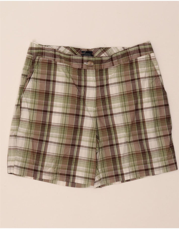 IZOD Womens Chino Shorts US 8 Medium W32  Khaki Check Cotton