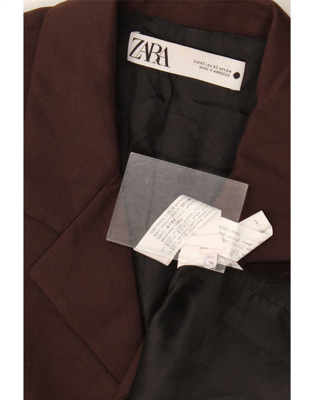 Zara Mens 2 Button Blazer Jacket UK 34 XS Brown Polyester