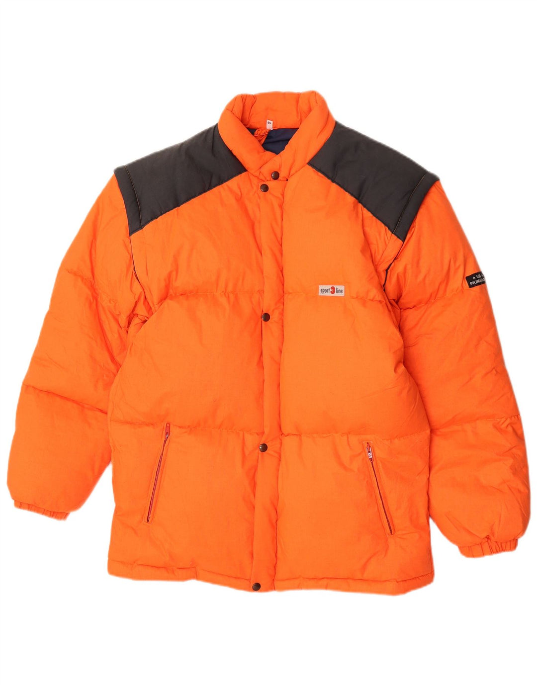 Vintage Herren Skijacke mit Kapuze IT 48 Mittelorange Polyester