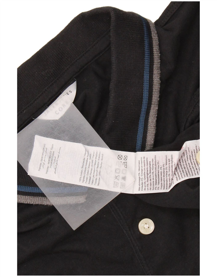 JACK & JONES Mens Polo Shirt Large Black Cotton