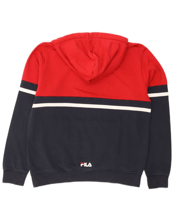 Fila Hombre Graphic Hoodie Jumper Small Rojo Colorblock