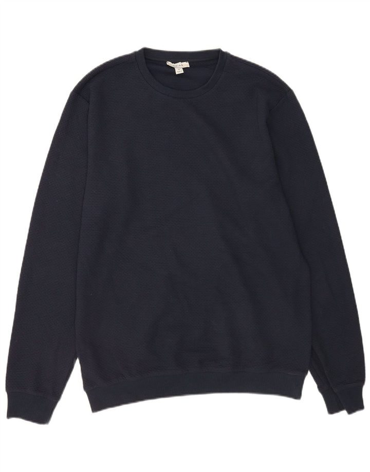 Reiss Mens Crew Neck Jumper Sweater Medium Navy Blue Cotton
