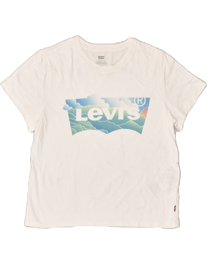LEVI'S Womens Graphic T-Shirt Top UK 10 Small White | Vintage Levi's | Thrift | Second-Hand Levi's | Used Clothing | Messina Hembry 