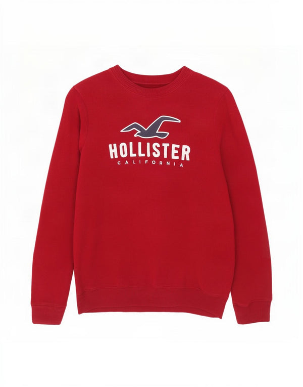 Hollister Womens Graphic Sweatshirt Jumper UK 16 Large Burgundy Cotton