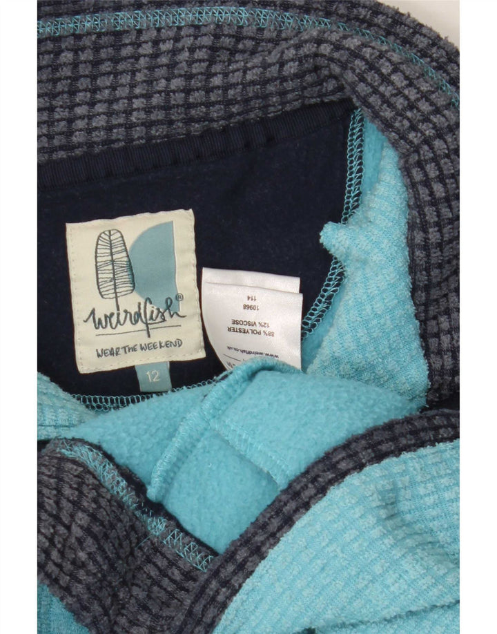 Weird Fish Dame Zip Neck Fleece Jumper UK 12 Medium Blue Polyester